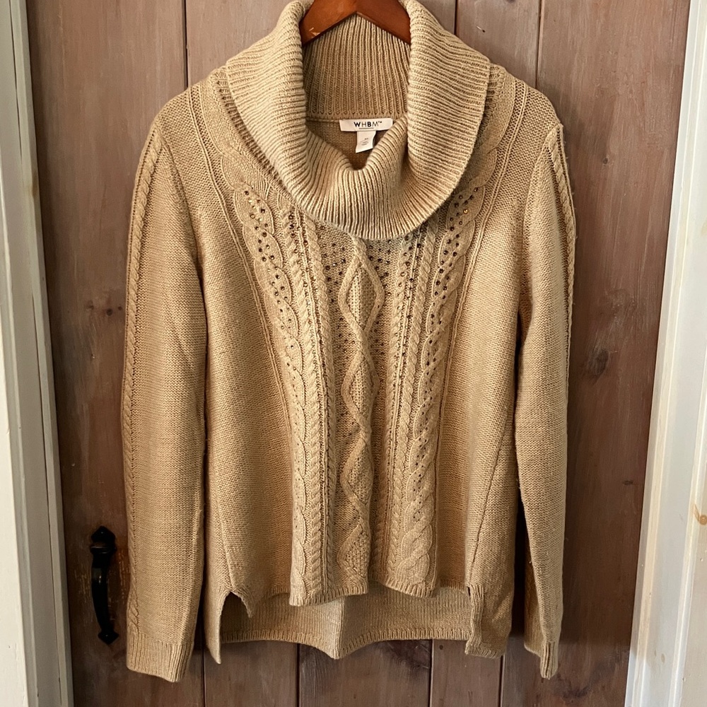 White House Black Market Camel Cowl Neck Sweater